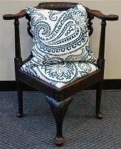 GEORGE III MAHOGANY CORNER ARM