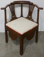 GEORGE III MAHOGANY CORNER ARM