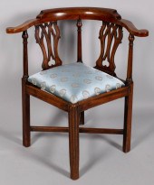 GEORGE III MAHOGANY CORNER ARM