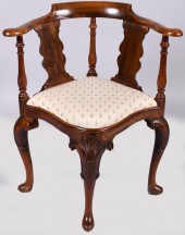 GEORGE III MAHOGANY CORNER CHA