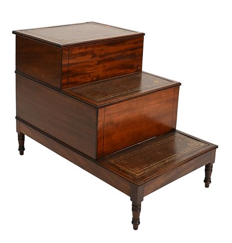 GEORGE III MAHOGANY LIBRARY STAIRS,