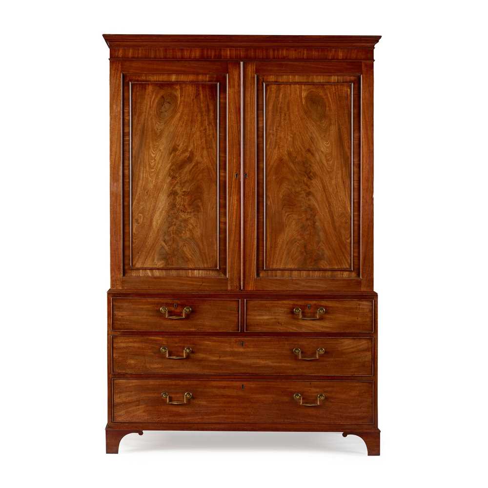 GEORGE III MAHOGANY LINEN PRESS, BY