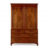 GEORGE III MAHOGANY LINEN PRES