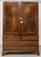 GEORGE III MAHOGANY LINEN PRES