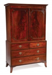 GEORGE III MAHOGANY LINEN PRES