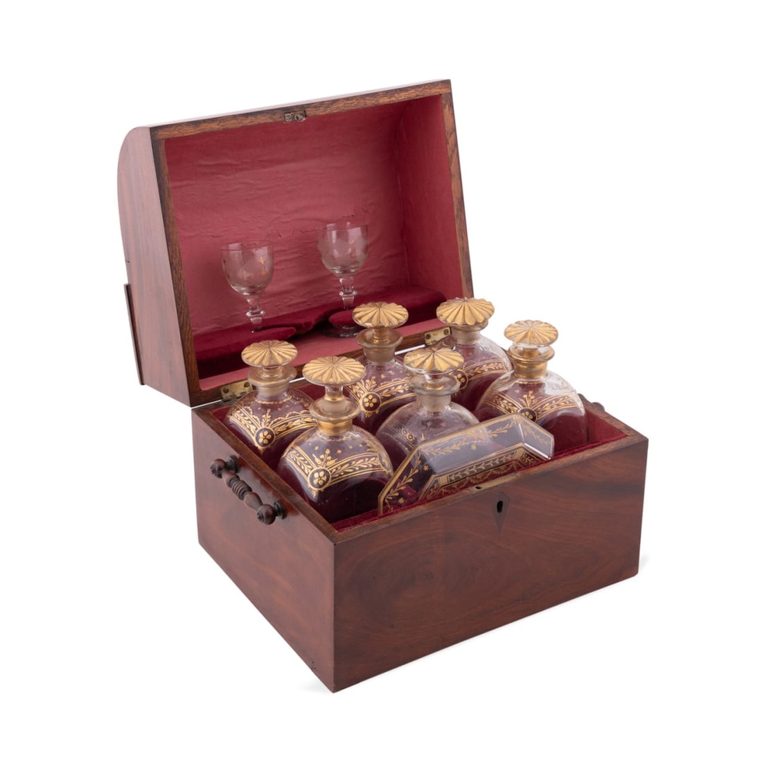 GEORGE III MAHOGANY LIQUOR CASE AND