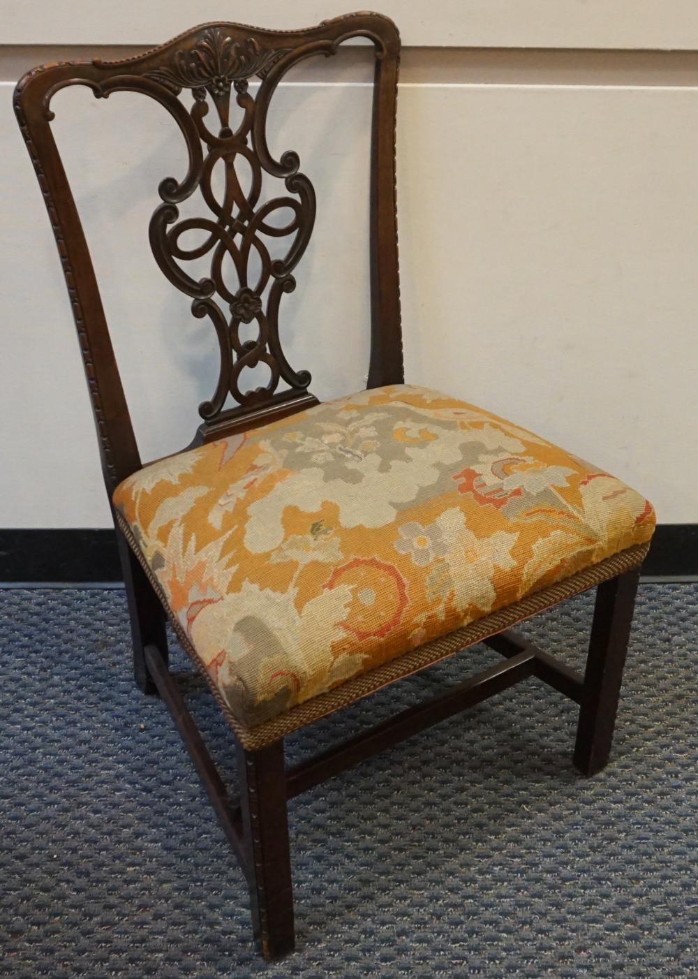GEORGE III MAHOGANY NEEDLEPOINT AND