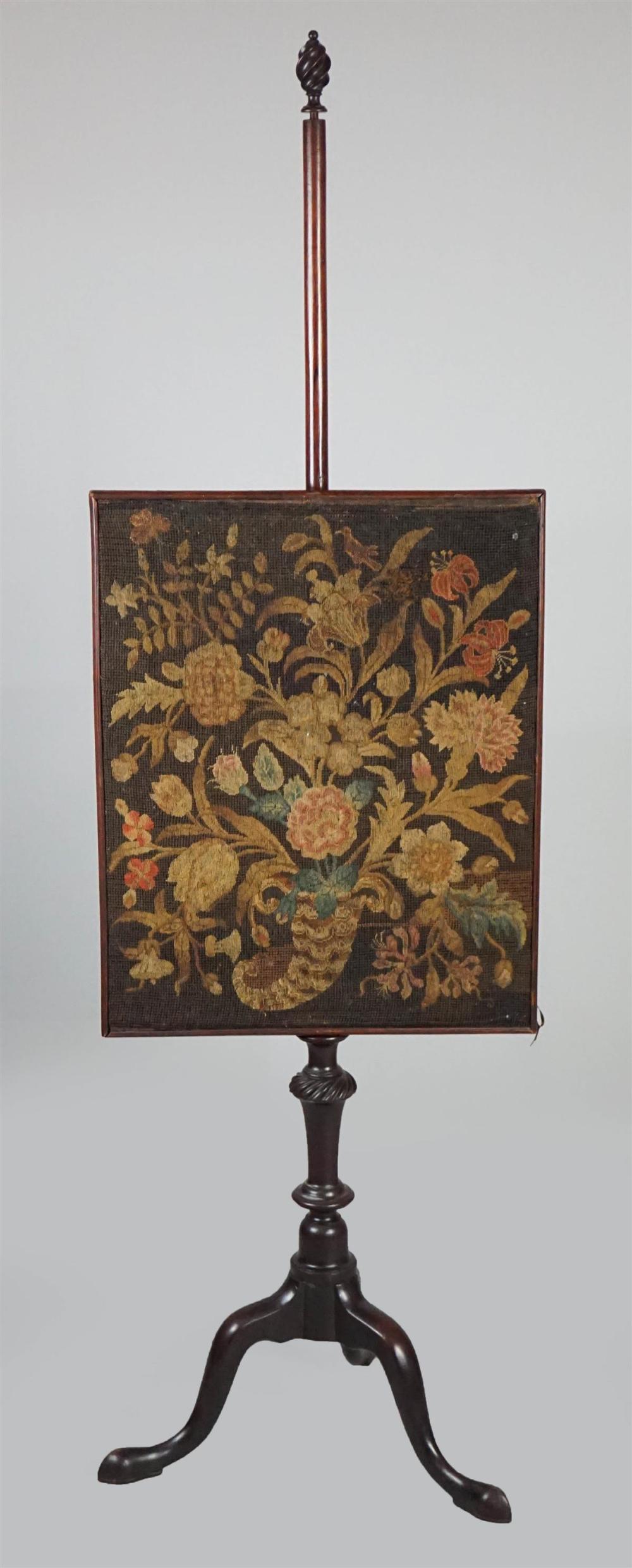 GEORGE III MAHOGANY NEEDLEWORK POLE