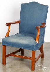 GEORGE III MAHOGANY OPEN ARMCH
