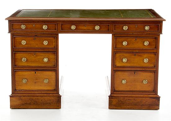 George III mahogany pedestal desk