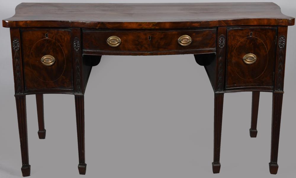 GEORGE III MAHOGANY SIDEBOARD, LATE