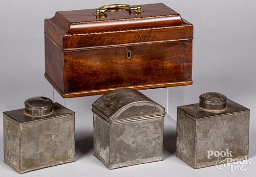 GEORGE III MAHOGANY TEA CADDY, LATE