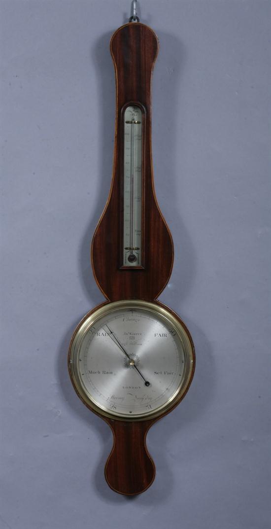 GEORGE III MAHOGANY WHEEL BAROMETER