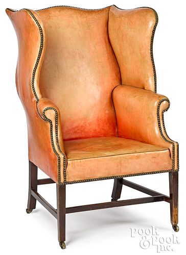 GEORGE III MAHOGANY WING CHAIR, CA.