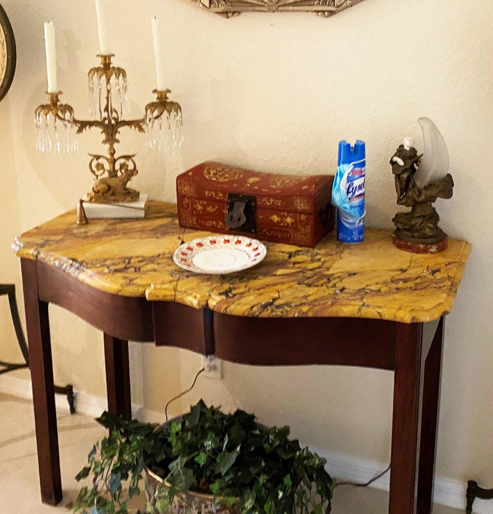 GEORGE III MARBLE TOP MAHOGANY SIDE