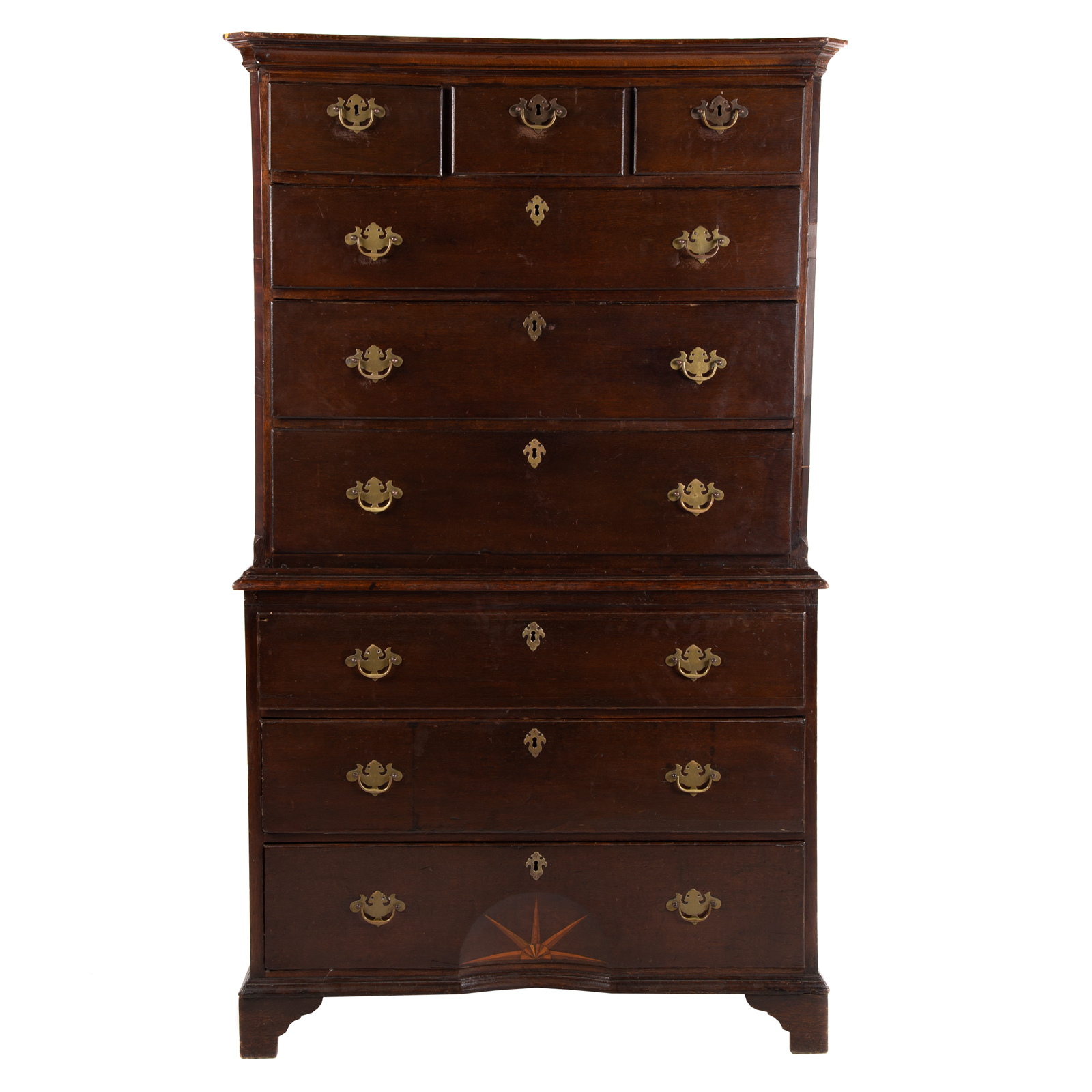 GEORGE III OAK CHEST ON CHEST