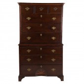 GEORGE III OAK CHEST ON CHEST