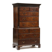 GEORGE III OAK CHEST ON CHEST<