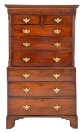 GEORGE III OAK CHEST ON CHEST,