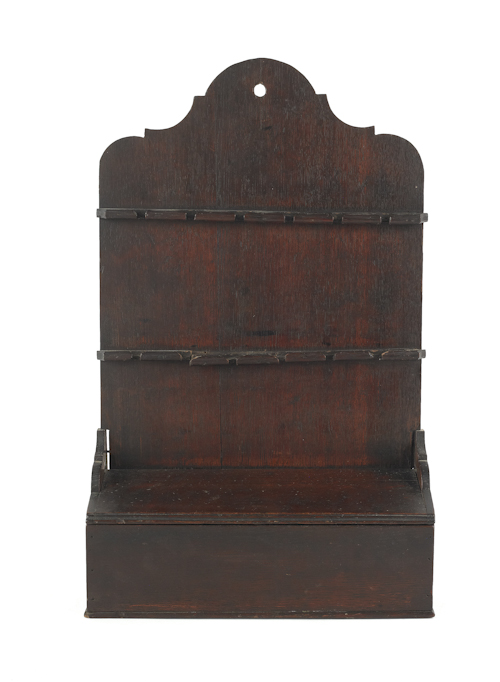 George III oak hanging spoon rack