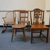 GEORGE III OAK SIDE CHAIR AND