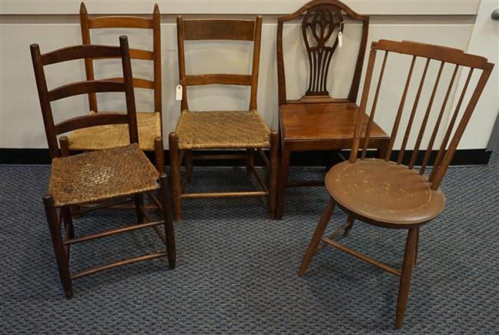 GEORGE III OAK SIDE CHAIR AND