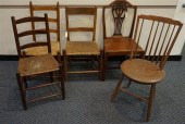 GEORGE III OAK SIDE CHAIR AND