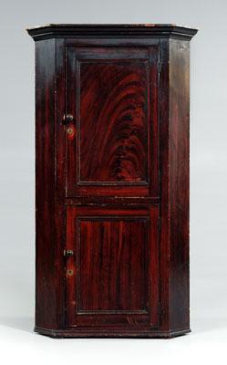George III painted corner cupboard,