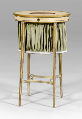 George III painted sewing table,