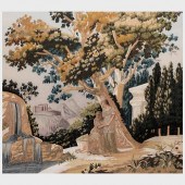 GEORGE III PAINTED SILK AND EM