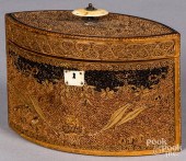 GEORGE III QUILLWORK TEA CADDY