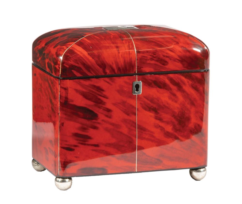 GEORGE III RED TORTOISESHELL TEA