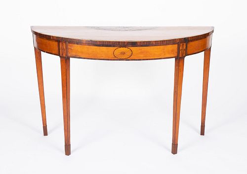 GEORGE III SATINWOOD DEMILUNE