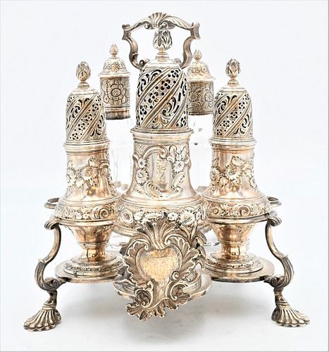 GEORGE III SILVER CRUET SET BY