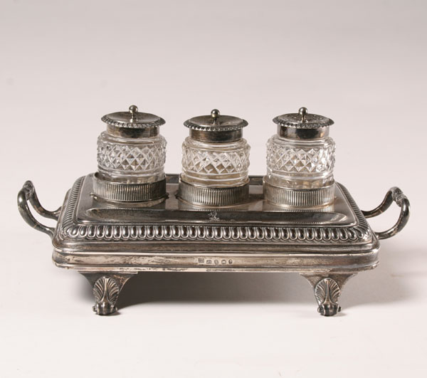 George III sterling silver inkstand