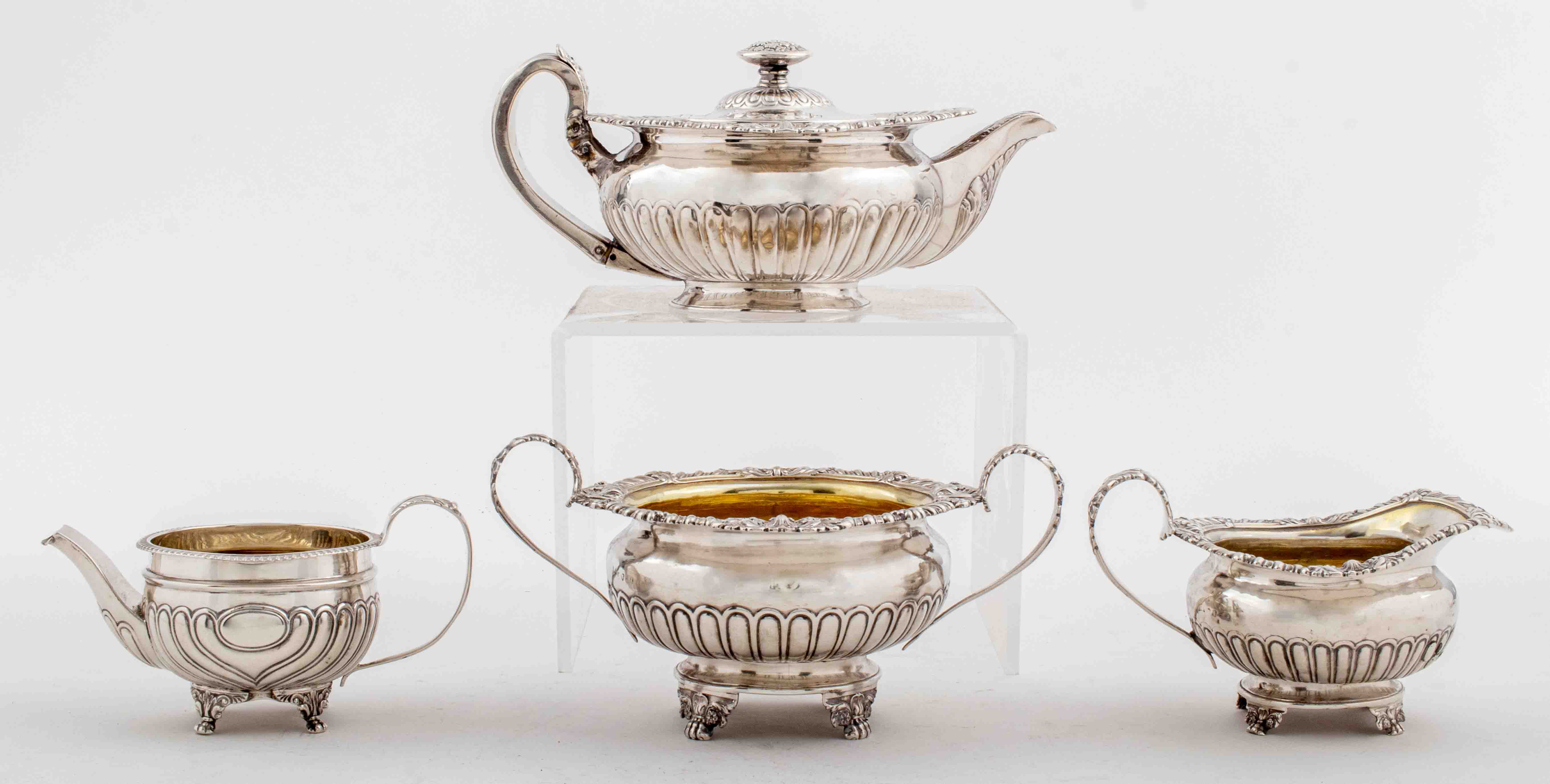 GEORGE III STERLING SILVER TEA SET,