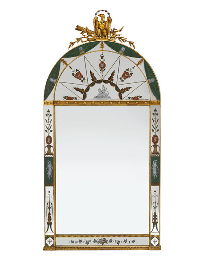 George III style eglomise mirror in