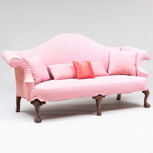 GEORGE III STYLE MAHOGANY AND LINEN