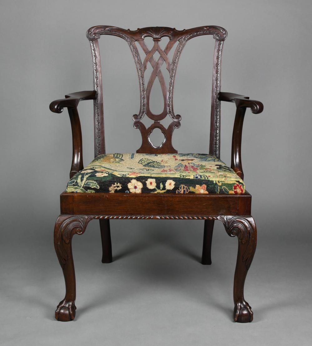 GEORGE III STYLE MAHOGANY ARMCHAIR,
