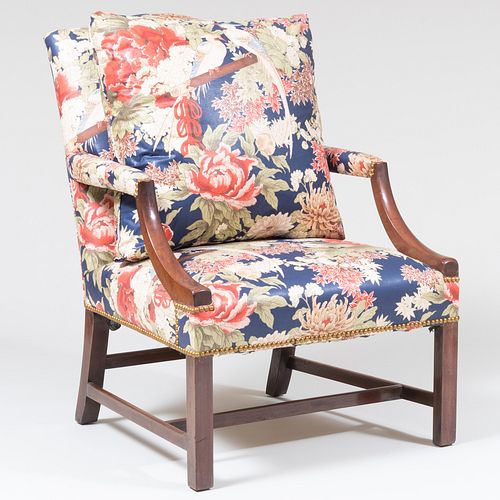 GEORGE III STYLE MAHOGANY CHINTZ