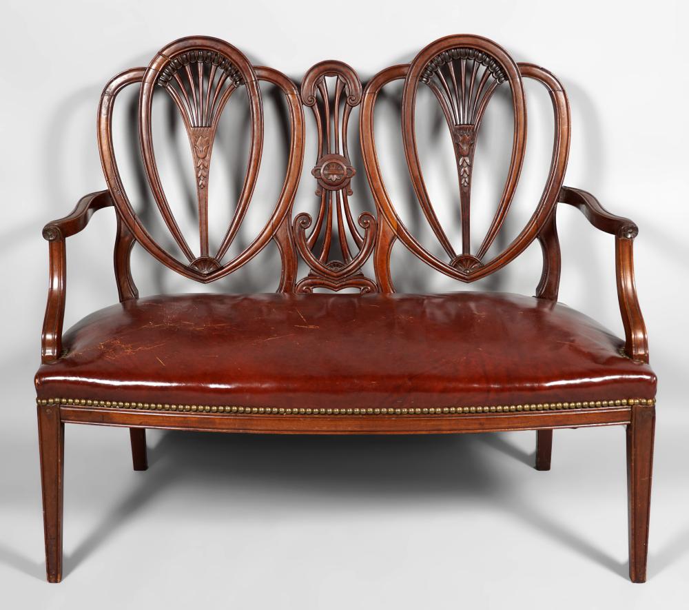GEORGE III STYLE MAHOGANY SETTEE 36