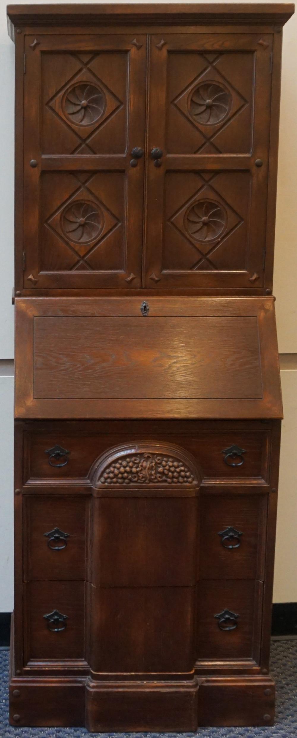 GEORGE III STYLE OAK SLANT FRONT