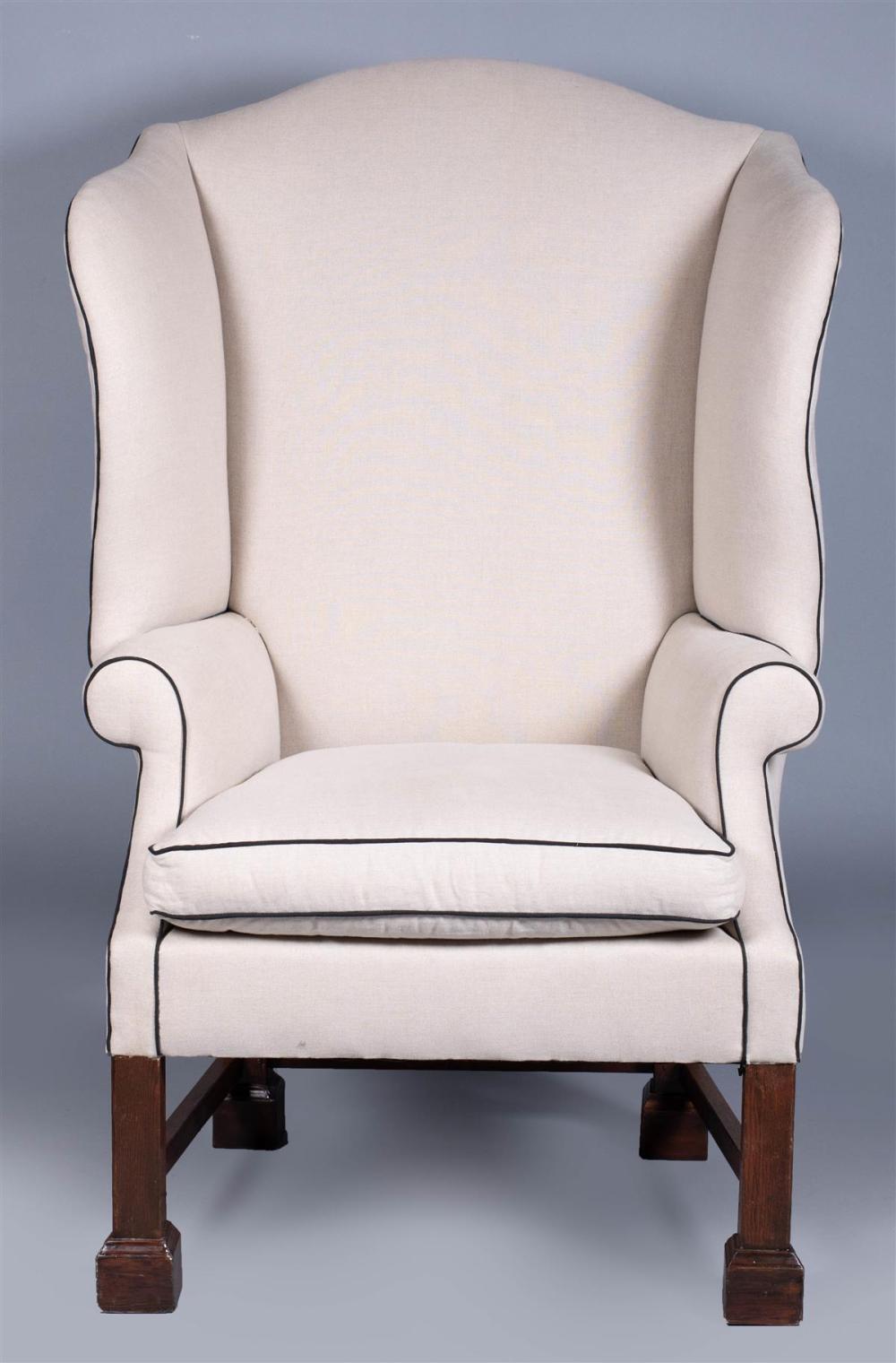 GEORGE III STYLE OAK WING ARMCHAIR,