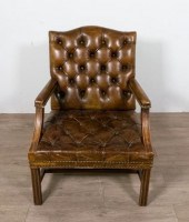 GEORGE III STYLE TUFTED LEATHE