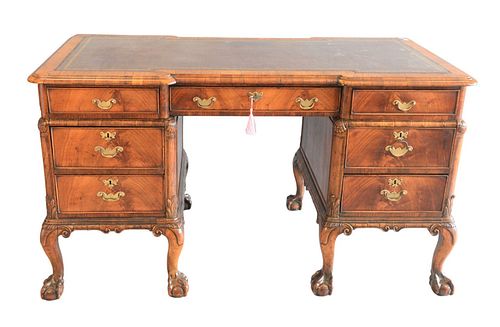 GEORGE III STYLE WALNUT KNEE-HOLE