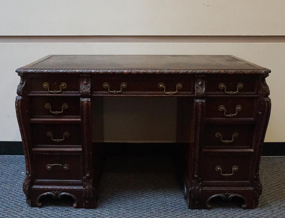 GEORGE III STYLE WALNUT LEATHER