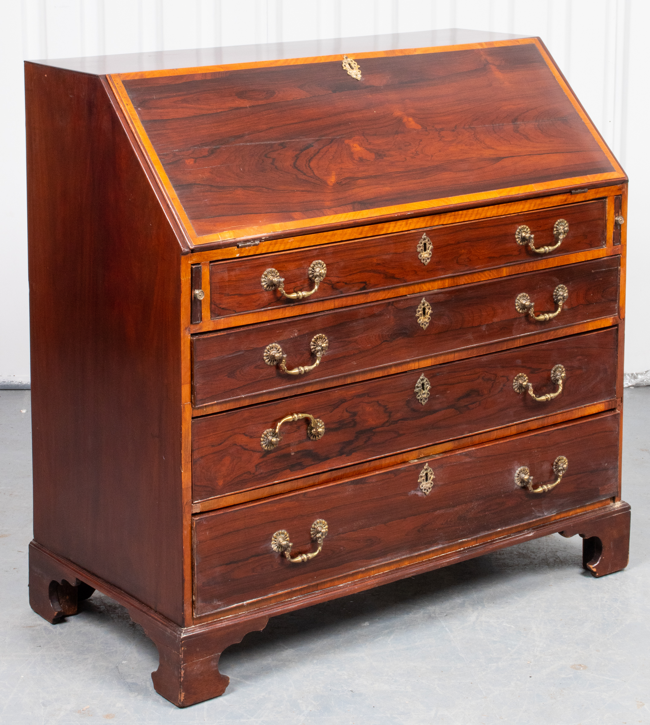GEORGE III STYLE WALNUT SLANT FRONT