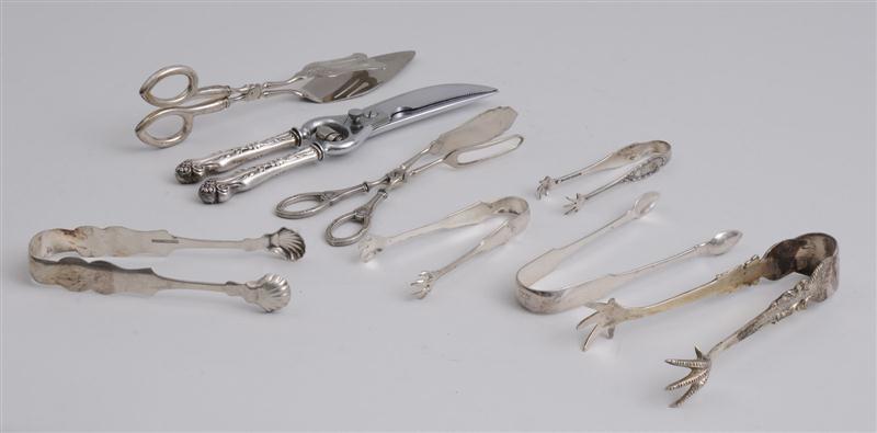 GEORGE IV PAIR OF TONGS AND OTHER