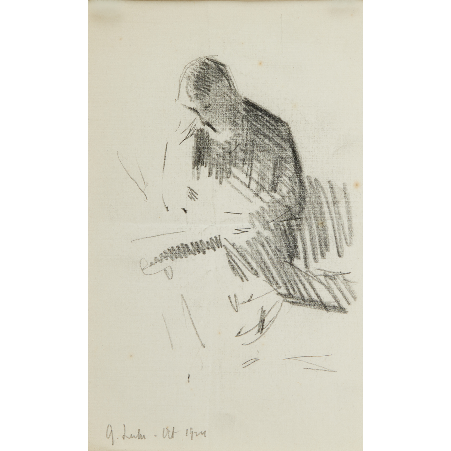 GEORGE LUKS, PENCIL DRAWING, 1924