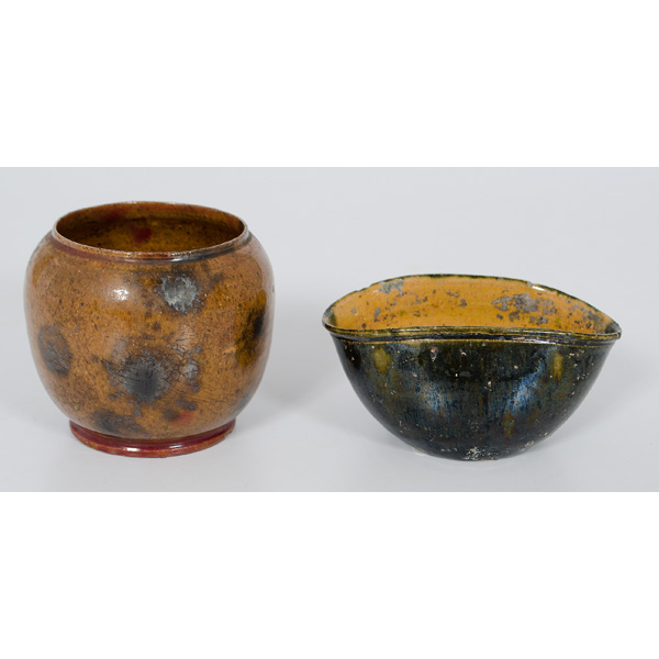 George Ohr Cups Pair of glazed cups